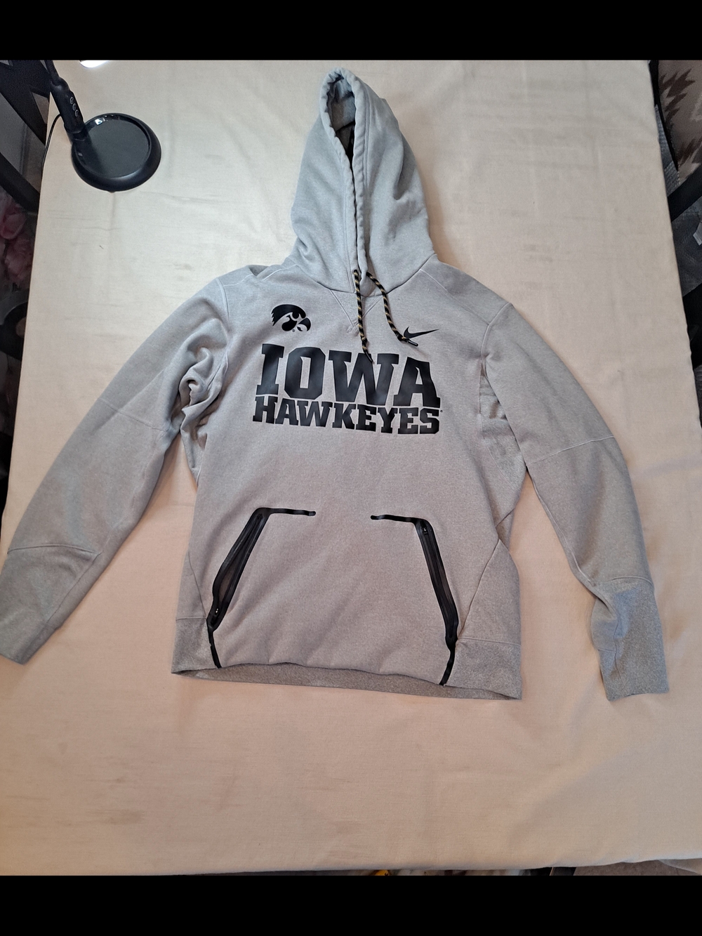 Nike Light Gray Iowa Hawkeyes Crewneck Hoodie